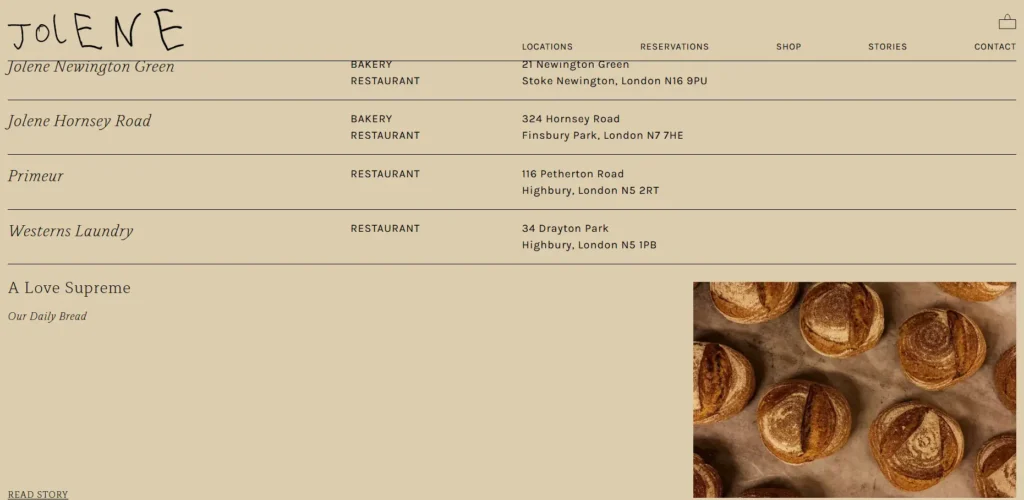 jolene bakery - website design