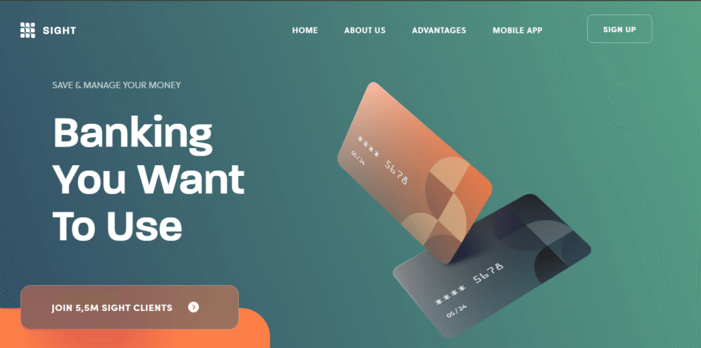 sight banking banner - Financial Services Website Designs