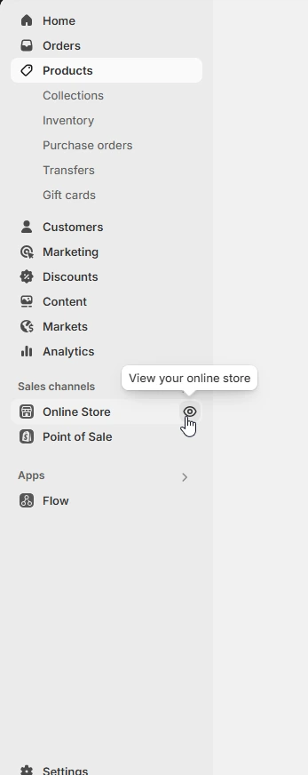view online store from dasboard option