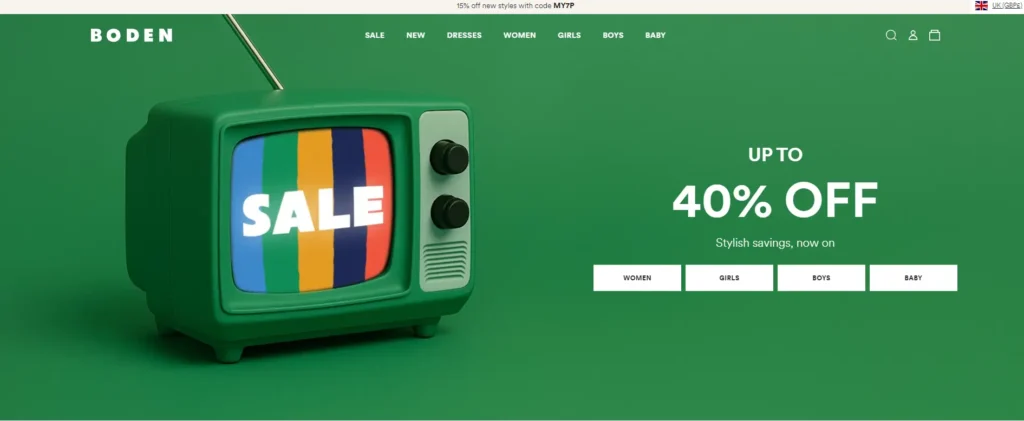 Boden clothing website