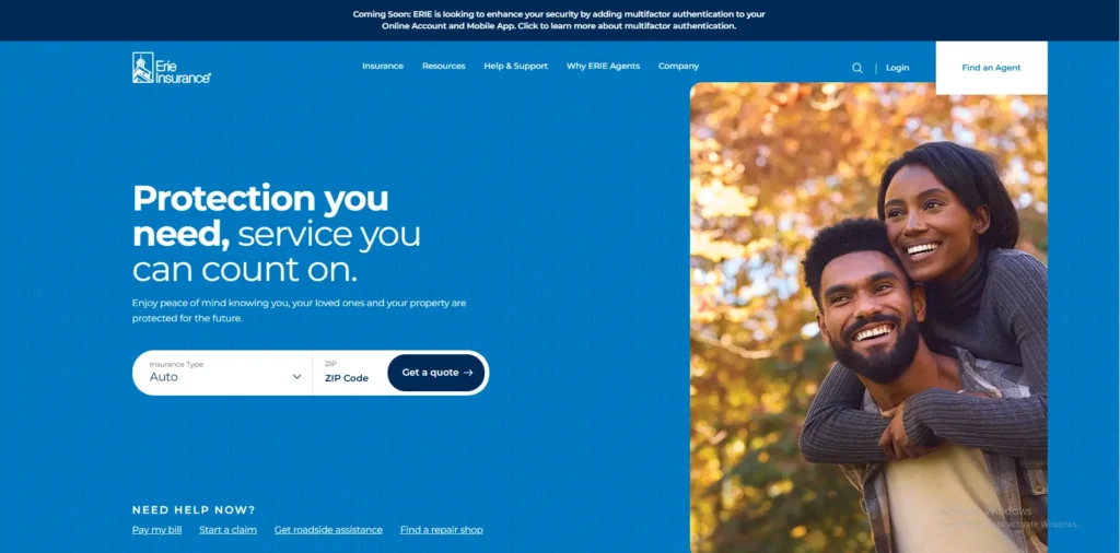 Erie - Insurance Company Website Design