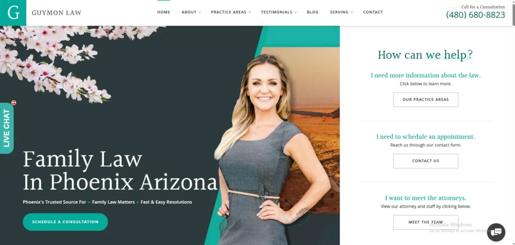 Guymon Law - web design for family lawyer