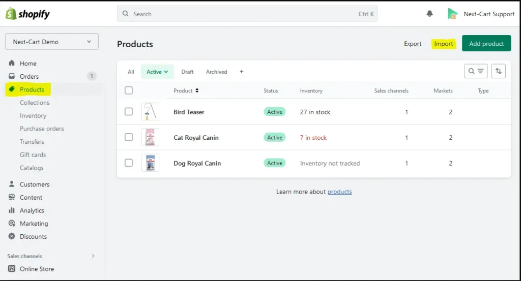Import Data into Shopify