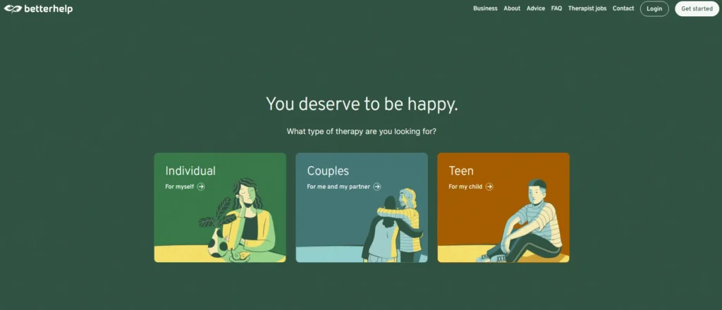 BetterHelp- mental health website design