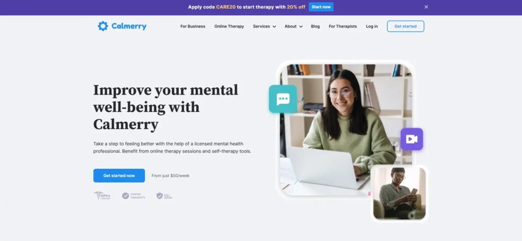 Calmery - website design for mental health professionals