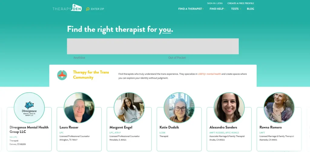Mental health website design for professionals