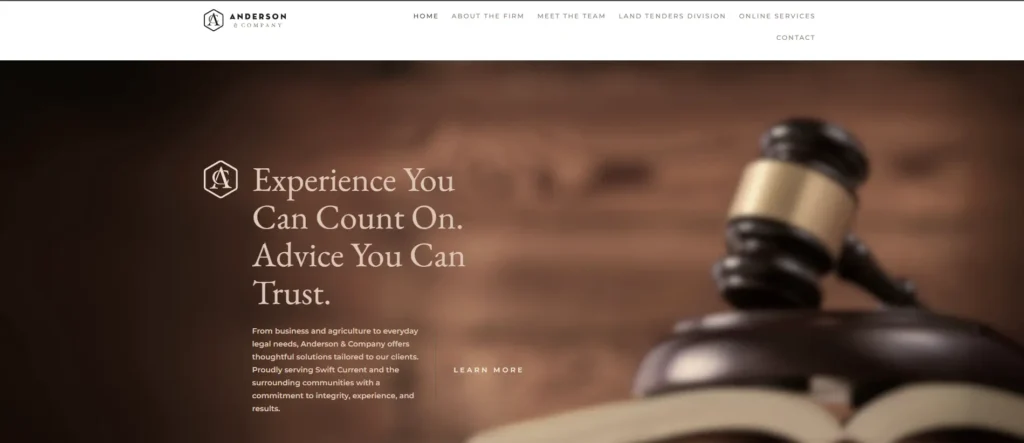 Anderson & Co. Attorneys law firm webite design tip