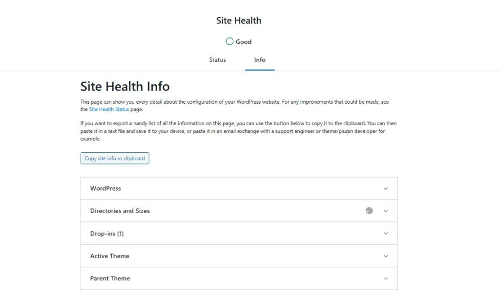 wordpress site health